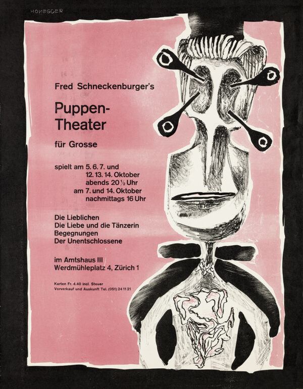 Gottfried Honegger, Fred Schneckenburger's Puppen-Theater für Grosse - Im Amtshaus III, 1951 ZHdK / Museum für Gestaltung Zürich / Plakatsammlung © 2023, ProLitteris, Zurich